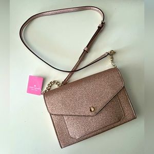 Rose gold glitter Kate spade crossbody purse new with tags